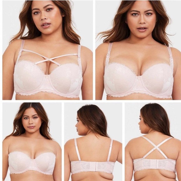 Torrid Bombshell Pink Lace Strapless Push-Up Bra [001] - Picture 3 of 12